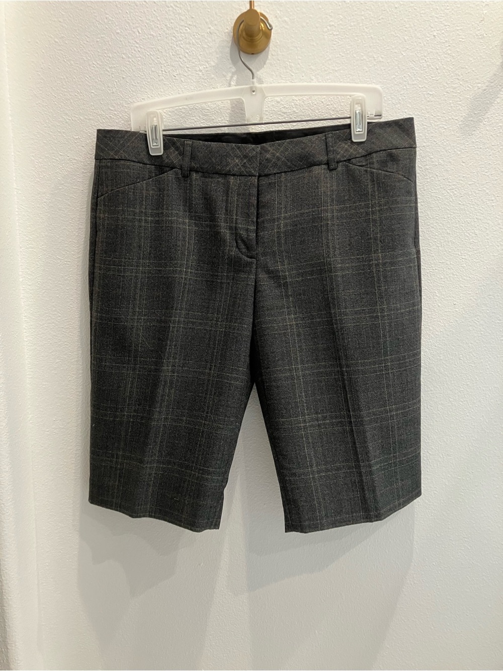 Express Dark Gray Plaid Bermuda Shorts
